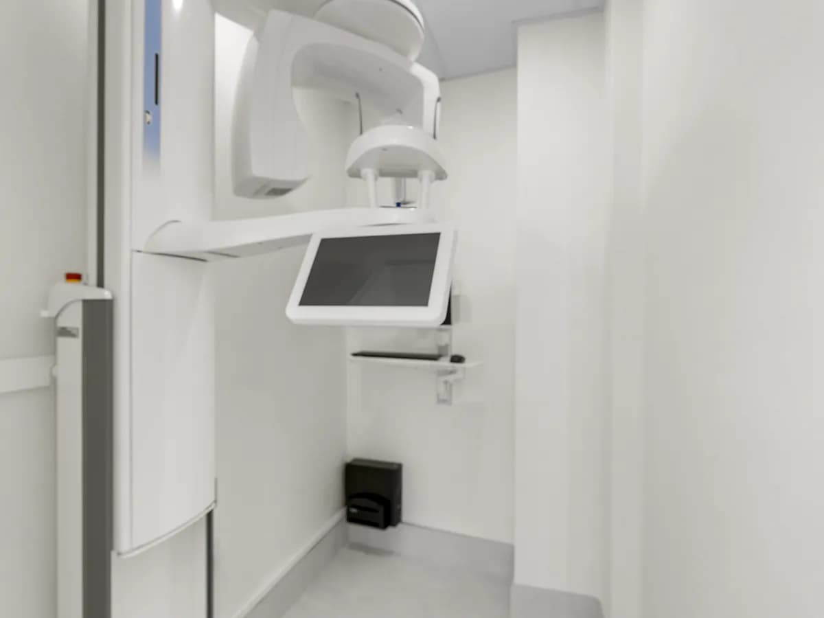 The panoramic X-ray machine in its own room