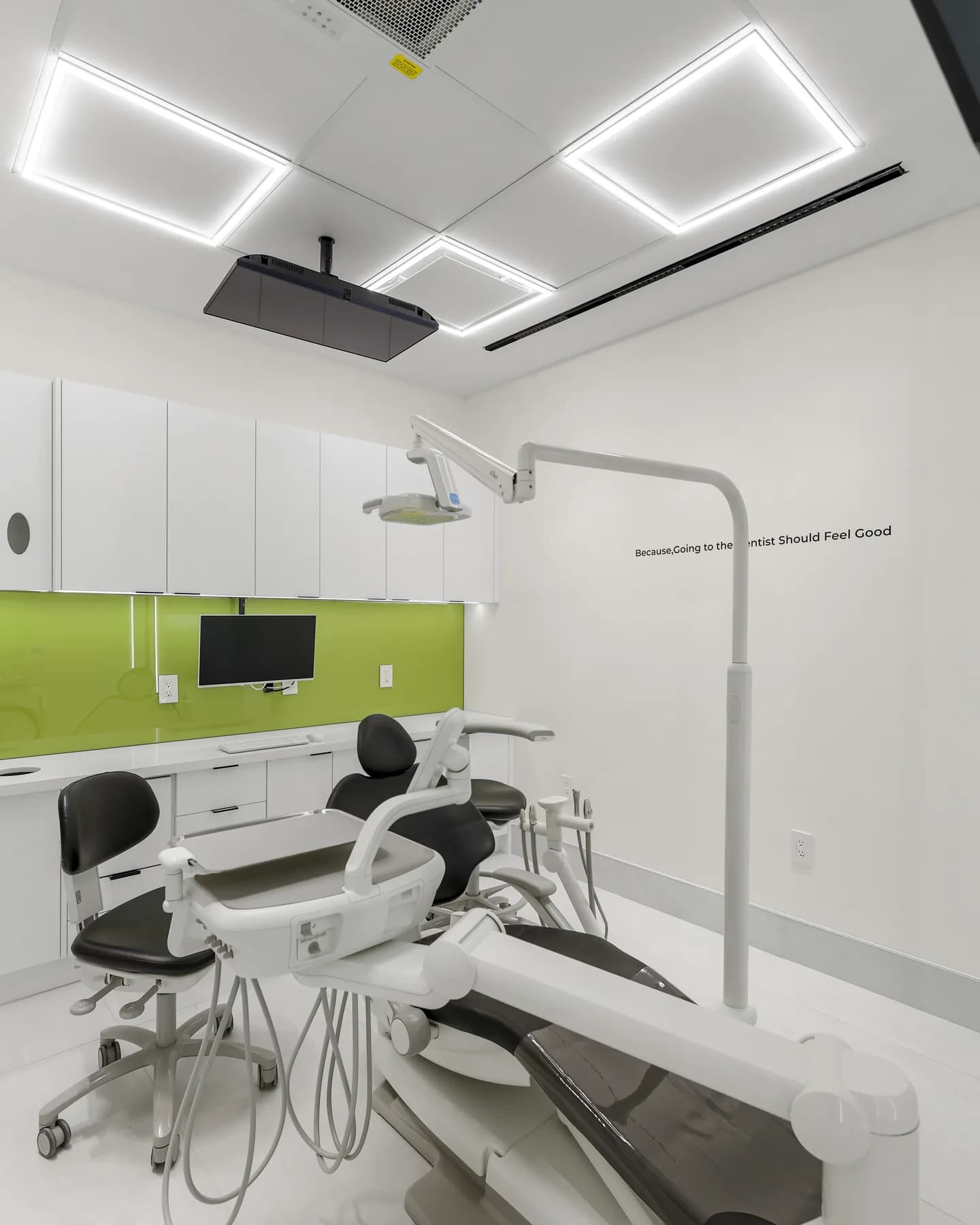 A bright treatment room at Allo Dental Clinic with the dental chair ready for a hygiene visit